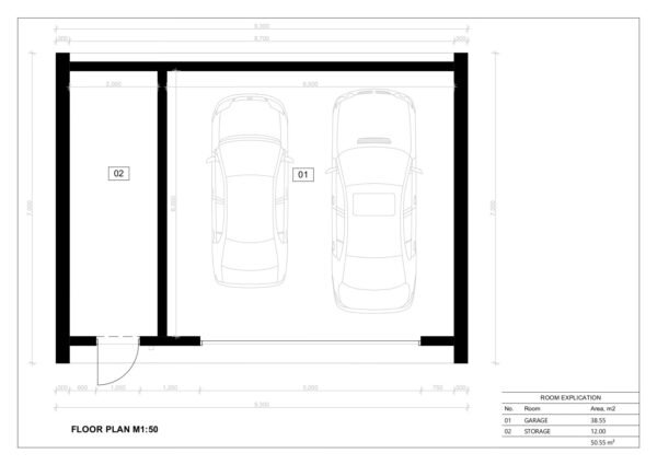 Eristetty Autotalli Carnforth, 50 m²