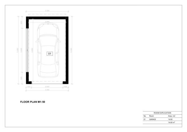 Eristetty Autotalli Dendron, 14 m²