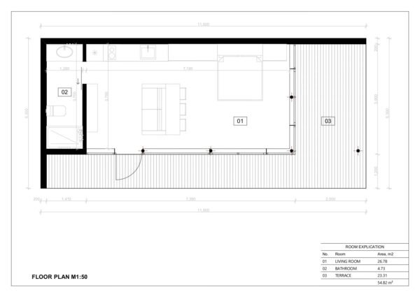 Eristetty Kesämökki Māja, 54 m²