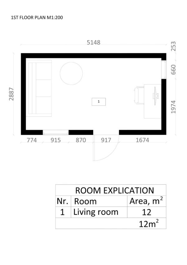 Eristetty Piharakennus Hamam, 12 m²