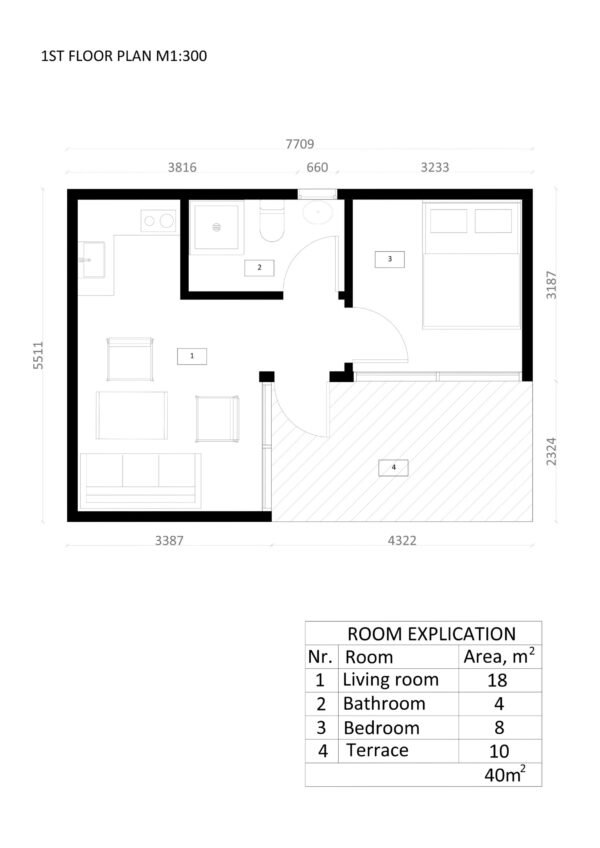 Eristetty Vierasmaja Maribor, 40 m²