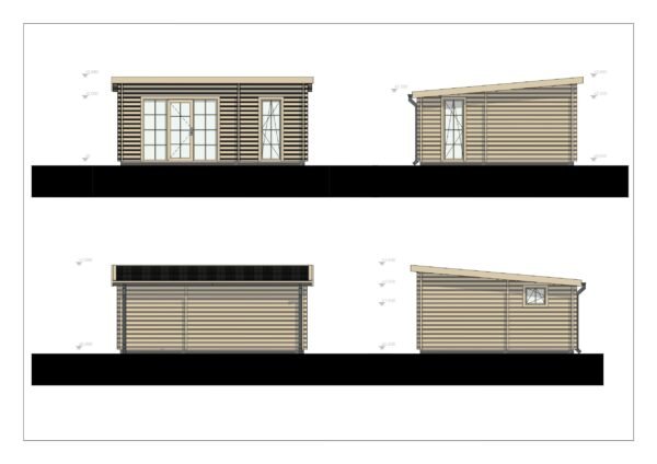 Moderni Hirsimökki 44mm Edinburgh, 26 m²