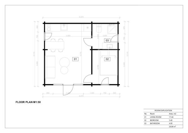 Moderni Hirsimökki 44mm Edinburgh, 26 m²