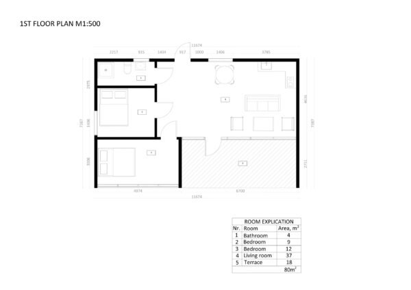 SIP Paneelit Eristetty Kesämökki Brasília, 80 m²